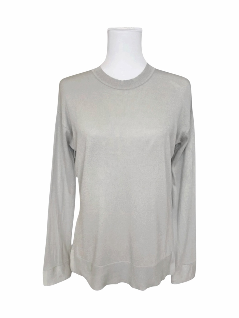 Theory Karenia W Halo Sweater Womens Size P Gray Silk Cotton Blend Pullover